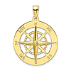 10k Yellow Gold Nautical Compass Pendant 7/8in