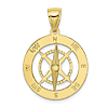 10k Yellow Gold Nautical Compass Pendant with Moveable Needle 7/8in