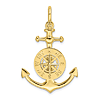 10k Yellow Gold Anchor With Nautical Compass Pendant 1in