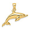 14k Yellow Gold Swimming Dolphin Pendant