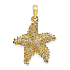 10k Yellow Gold Beaded and Polished Starfish Pendant 3/4in