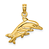 10k Yellow Gold Mother and Baby Dolphins Pendant