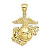 10k Yellow Gold USMC Eagle Globe and Anchor Pendant 1in