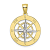 10k Yellow Gold and Rhodium Nautical Compass Pendant 7/8in