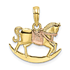 10k Yellow Gold Rocking Horse Pendant with Rose Gold Saddle