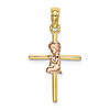 10k Yellow and Rose Gold Praying Boy Cross Pendant 3/4in