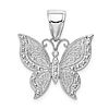 10k White Gold Butterfly Pendant with Bead Accents 3/4in