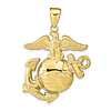 10k Yellow Gold Eagle Globe and Anchor USMC Pendant 1in
