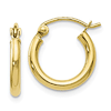 10k Yellow Gold 1/2in Classic Round Hoop Earrings 2mm