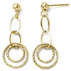 10kt Yellow Gold Oval and Round Drop Dangle Post Earrings