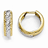 10kt Two-tone Gold 5/8in Italian Diamond-cut Hoop Earrings with Facets