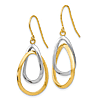 10K Two-tone Gold Interlocking Oval Dangle Earrings With French Wire