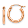 10k Rose Gold 1/2in Classic Round Hoop Earrings 2mm