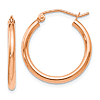 10k Rose Gold Classic Round Hoop Earrings 3/4in