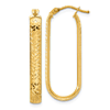 10k Yellow Gold Diamond-cut Long Oval Hoop Earrings