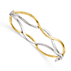 10k Two-tone Gold Italian Split Wave Bangle Bracelet