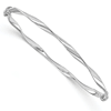 10k White Gold 7in Italian Hinged Wavy Bangle Bracelet 3mm