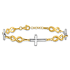 10k Two-tone Gold Cross and Infinity Charm Bracelet 7.5in