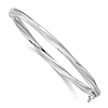 10k White Gold Twist Bangle Bracelet with Polished and Brushed Finish 7in
