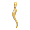 10k Yellow Gold Diamond-cut Italian Horn Pendant 1in