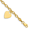 10k Yellow Gold Cable Link Anklet with Dangle Heart
