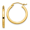 10k Yellow Gold 3/4in Square Tube Hoop Earrings 2mm Thick