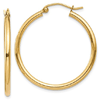 10kt Yellow Gold 1in Classic Hoop Earrings 2mm