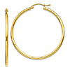 10k Yellow Gold 2in Classic Round Hoop Earrings 2mm