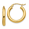 10k Yellow Gold 3/4in Lightweight Round Hoop Earrings 3mm