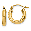 10k Yellow Gold 1/2in Lightweight Round Hoop Earrings 3mm Thick