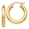 10k Yellow Gold 1in Lightweight Round Hoop Earrings 4mm
