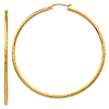 10k Yellow Gold 2.5in Diamond-cut Hoop Earrings 2mm Thick