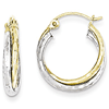 10kt Two-tone Gold 3/4in Twist Textured Hoop Earrings