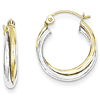 10kt Two-tone Gold 3/4in Twist Hoop Earrings