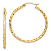 10k Yellow Gold Hollow Diamond-cut Twist Hoop Earrings 1.5in