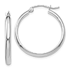 10k White Gold 1in Classic Round Hoop Earrings 2.75mm Thick