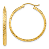 10k Yellow Gold 1.25in Diamond-cut Hoop Earrings 2.8mm Thick