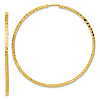 14k Yellow Gold 1.75in Diamond-cut Endless Round Hoop Earrings With Square Edges 