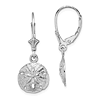 10k White Gold Sand Dollar Dangle Earrings 1 1/4in