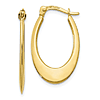 10k Yellow Gold Scalloped Oval Hoop Earrings 1in