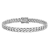 10k White Gold 8in Beveled Curb Bracelet 6.8mm