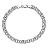 10k White Gold 7.25in Double Link Hollow Charm Bracelet 5mm