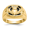 10k Yellow Gold Men's Black Onyx Claddagh Ring with Diamond Accents