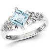 10kt White Gold 7/8 Ct Square Aquamarine Ring with Diamond Accents