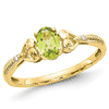 10kt Yellow Gold 1/2 Ct Oval Peridot Ring with Diamond Accents