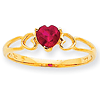 10kt Yellow Gold 1/2 ct Heart Genuine Ruby Ring