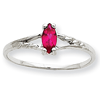 10k White Gold 1/3 ct Marquise Genuine Ruby Ring