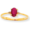 10kt Yellow Gold Oval Genuine Ruby Ring with Diamond Accents