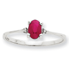 10kt White Gold Oval Genuine Ruby Ring with Diamond Accents