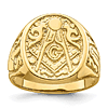 10k Yellow Gold Masonic Signet Ring with Open Back